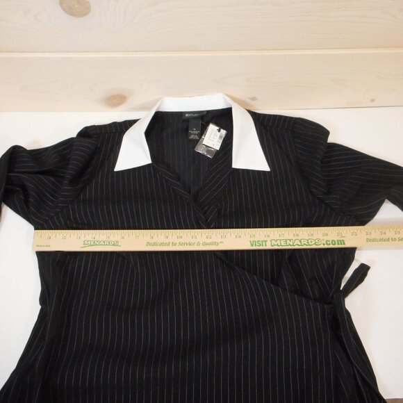 NWT Lane Bryant Wrap Shirt Dress Black with Contrast White Collar Womens Size 18 - Picture 5 of 10